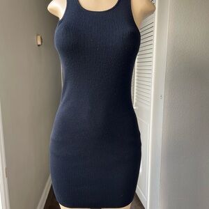 Mango Black Ribbed Mini Dress